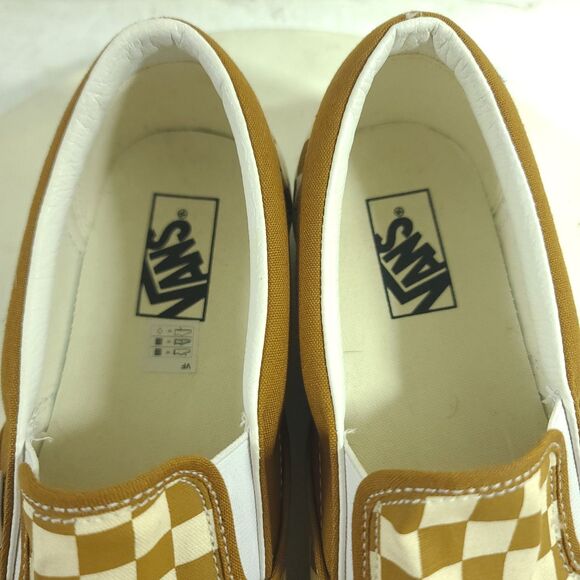 NEW Vans Classic Slip-On Sz 12 Color Theory Checkerboard Golden Brown Sneakers - Picture 12 of 13